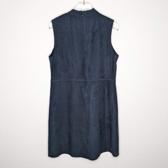 Lysse Navy Blue Sleevless Faux Suede Cutout Mini Dress Size M - Picture 4 of 10